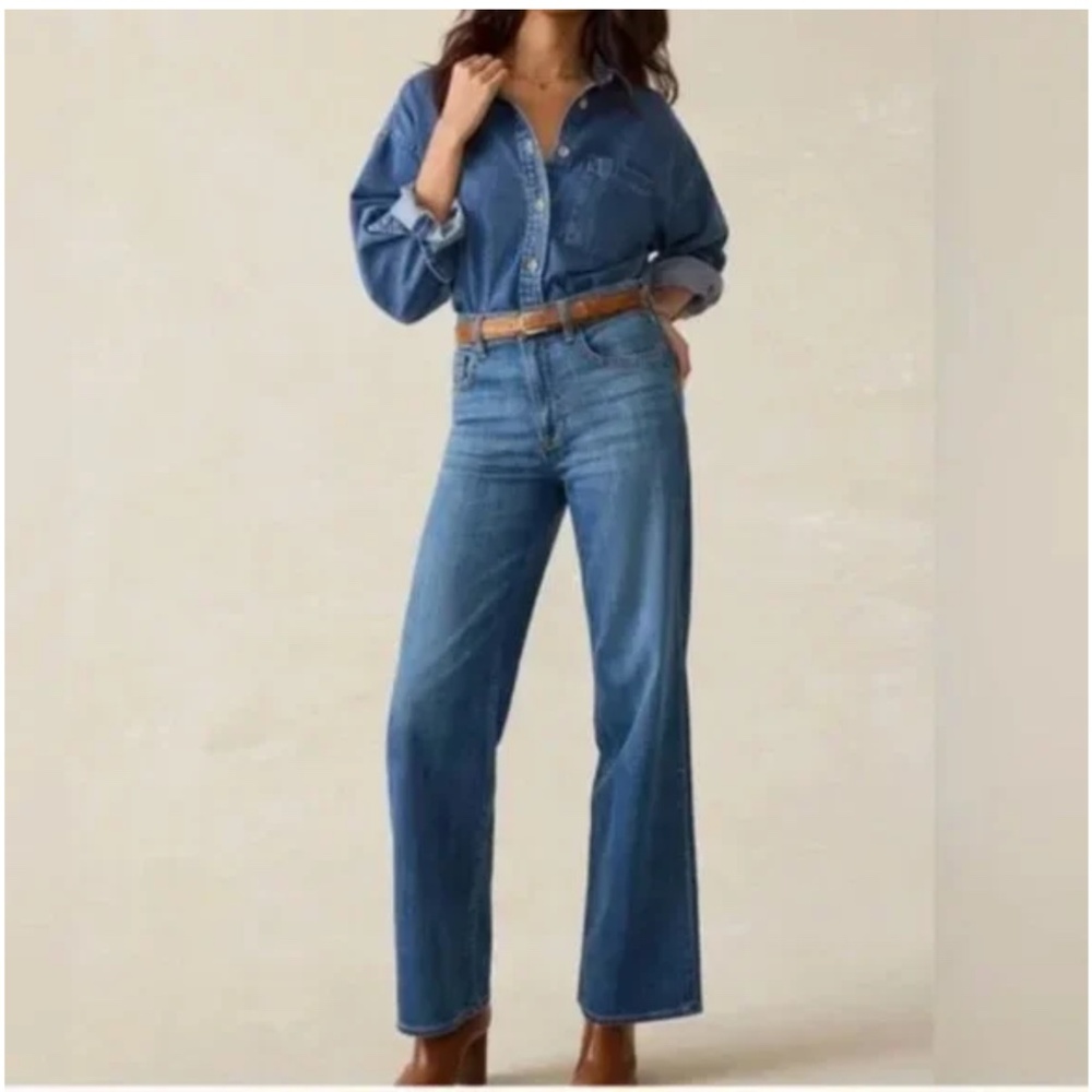 Faherty Dream Jean Denim Wide Leg Jeans Medium Wash Size 29
